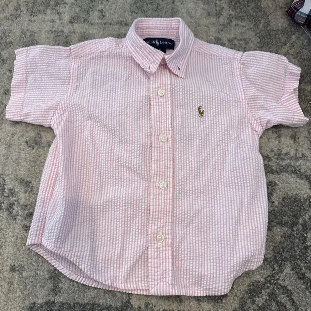 Polo Ralph Lauren Pink Stripped Baby 24 Months Baby Pink Preppy Button Down